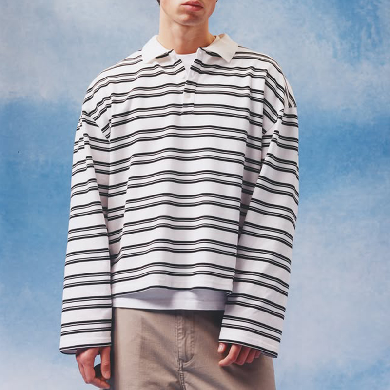 clothing factory custom stripe long sleeve cotton polo t-shirt men cotton polo t-shirt men